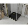 Mexen Lima, cabină de duș cu ușă rabatabilă 80 (uşă) x 80 (perete) cm, sticlă transparentă 6 mm, profil crom + cadă de duș subțire neagră + sifon auriu, 856-080-080-50-00-4070G