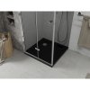 Mexen Lima, cabină de duș cu ușă rabatabilă 80 (uşă) x 80 (perete) cm, sticlă gri 6 mm, profil cromat + cadă de duș neagră subțire + sifon crom, 856-080-080-01-40-4070