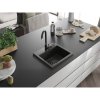 Mexen Milo, chiuvetă granit cu 1 cameră 435x410x171 mm și robinet Telma negru, negru-auriu metalic, 6505-75-670200-70-B