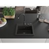 Mexen Milo, chiuvetă granit cu 1 cameră 435x410x171 mm și robinet Telma negru, negru-auriu metalic, 6505-75-670200-70-B
