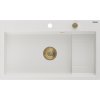 Mexen Omar, chiuveta granit cu 1 camera 800x480x210 mm, alb, sifon auriu, 6520801005-20-G