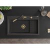 Mexen Omar, chiuveta granit cu 1 camera 800x480x210 mm, pete negre, sifon auriu, 6520801005-76-G