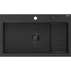 Mexen Omar, chiuveta granit cu 1 camera 800x480x210 mm, negru-argintiu metalic, sifon grafit, 6520801005-73-B