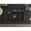 Mexen Omar, chiuveta granit cu 1 camera 800x480x210 mm, negru-argintiu metalic, sifon auriu, 6520801005-73-G