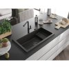 Mexen Omar, chiuveta granit cu 1 camera 800x480x210 mm, negru-auriu metalic, sifon grafit, 6520801005-75-B