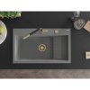 Mexen Omar, chiuveta granit cu 1 camera 800x480x210 mm, gri, sifon auriu, 6520801005-71-G