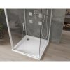 Mexen Omega, cabină de duș cu 3 pereți cu ușă glisantă 100 (uşă) x 100 (perete) x 190 cm, sticlă transparentă de 8 mm, profil crom + cadă de duș SLIM albă, 825-100-100-01-00-3s-4010
