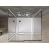 Mexen Omega, cabină de duș cu 3 pereți cu ușă glisantă 100 (uşă) x 100 (perete) x 190 cm, sticlă transparentă de 8 mm, profil crom + cadă de duș SLIM albă, 825-100-100-01-00-3s-4010