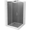 Mexen Omega, cabină de duș cu ușă glisantă 100 (uşă) x 100 (perete) cm, sticlă gri 8mm, profil crom + cadă de duș albă subțire + sifon crom, 825-100-100-01-40-4010