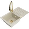 Mexen Pablo, chiuveta granit cu 1 camera 752x436x161 mm si baterie chiuveta Elia, bej, 6510-69-670101-50