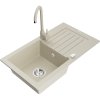Mexen Pablo, chiuveta granit 1 camera cu scurgere 75x44 cm si baterie de bucatarie Telma, bej, 6510-69-670200-69