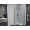 Mexen Pretoria Duo, cabina de dus cu usi cu 2 aripi 80 (usa) x 70 (usa) cm, sticla transparenta 6mm, profil auriu + cadita de dus subtire 5cm alba cu sifon auriu, 852-080-070-50-02-4010G