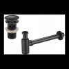 Accesorii Mexen, Sifon rotund pentru chiuveta cu dop ceramic click-clack, cu preaplin, negru antic, 7992050-79