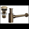 Accesorii Mexen, Sifon rotund pentru chiuveta cu dop click-clack, cu preaplin, bronz antic, 7992050-30