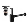 Accesorii Mexen, Sifon pătrat pentru chiuvetă cu dop click-clack, fără preaplin, negru, 7991660-70