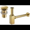 Accesorii Mexen, Sifon pătrat pentru chiuvetă cu dop click-clack, fără preaplin, auriu, 7991060-50