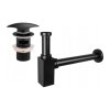 Accesorii Mexen, Sifon pătrat pentru chiuvetă cu dop click-clack, cu preaplin, negru, 7992660-70