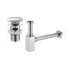 Accesorii Mexen, Sifon pătrat pentru chiuvetă cu dop click-clack, cu preaplin, crom, 7992060-00