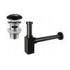 Accesorii Mexen, sifon rectangular pentru lavoar cu dop ceramic Click-Clack, cu preaplin, negru mat, 7992060-75