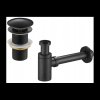 Accesorii Mexen, Sifon pentru sticla chiuveta rotund cu dop click-clack, fara preaplin, negru, 7991050-70