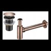 Accesorii Mexen, Sifon sticla lavoar rotund cu dop click-clack, fara preaplin, cupru antic, 7991050-45