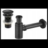 Accesorii Mexen, Sifon pentru sticla lavoar rotund cu dop click-clack, cu preaplin, negru, 7992050-70