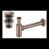 Accesorii Mexen, Sifon sticla lavoar rotund cu dop click-clack, cu preaplin, cupru antic, 7992050-45
