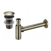 Accesorii Mexen, Sifon sticle lavoar rotund cu dop click-clack, cu preaplin, alamă antică, 7992050-40