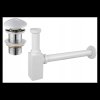 Membru Mexen, Sifon pătrat pentru chiuvetă cu dop ceramic click-clack, fără preaplin, alb, 7991060-25