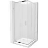 Cabină de duș pătrată Mexen Rio 80 x 80 cm, sticlă 6 mm, sticlă mată, profil crom + cadă de duș subțire 5 cm, 860-080-080-01-30-4010