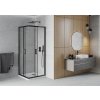 Mexen Rio, duș pătrat cu ușă glisantă 70(uşă) x 70(uşă) x 190 cm, sticlă mată transparentă de 6 mm, profil negru + cadă de duș SLIM albă, 860-070-070-70-00-4010