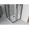 Mexen Rio, duș pătrat cu ușă glisantă 70(uşă) x 70(uşă) x 190 cm, sticlă mată transparentă de 6 mm, profil negru + cadă de duș SLIM albă, 860-070-070-70-00-4010B
