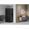Mexen Rio, duș pătrat cu uşă glisantă 70(uşă) x 70(uşă) x 190 cm, sticlă gri 6mm, profil negru, 863-070-070-70-40