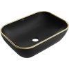 Mexen Rita, chiuveta blat 45x32x14 cm, margine negru-aurie mat, 21084575