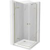 Mexen Roma Duo, cabină de duș 70 (uşă) x 70 (uşă) cm, sticlă transparentă 6 mm, profil auriu + cadă de duș subțire 5 cm albă + sifon auriu, 854-070-070-50-02-4010G