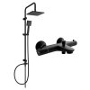 Set cada-dus Mexen Tord cu dus cu efect de ploaie si robinet termostatic pentru cada Nox, negru mat, 77350200-70
