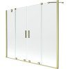 Mexen Velar Duo, paravan de baie cu 2 aripi cu ușă glisantă 190 x 150 cm, sticlă transparentă de 8 mm, profil auriu mat, 896-190-000-02-55
