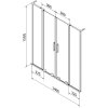 Mexen Velar L Duo, paravan de baie glisant cu 2 aripi 140 x 150 cm, sticlă transparentă de 8 mm, aur roz, 896-140-003-02-60