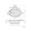 Polysan, cada coltar SIRIUS 130x130x45cm, alb, 49111