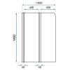 Rea Agat-2, paravan de baie, 2 aripi, 100 x 140 cm, crom transparent, REA-W0300