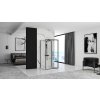 Rea Rapid Fold, cabină de duș cu 3 pereți cu ușă rabatabilă 80 (uşă) x 90 (perete) x 195 cm, sticlă transparentă de 4 mm, profil negru, KPL-09911