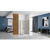 Rea Rapid Fold, duș de colț 80 (uşă) x 80 (perete) x 195 cm, sticlă transparentă de 6 mm, profil auriu, KPL-09130