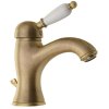 Sapho, baterie de bază pentru chiuvetă KIRKÉ WHITE cu priză, mâner alb, bronz, KI02BB