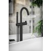 Sapho, baterie de baie RHAPSODY cu racord la pardoseală, înălțime 1077 mm, negru mat, R5018B