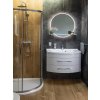 Sapho, oglindă rotundă cu iluminare din spate LED VISO diametru 60 cm cu raft, mat alb, VS060-01