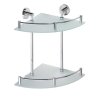 Sapho, colț din sticlă X-ROUND E cu raft dublu cu bară transversală 280x355x380mm, crom, XR604