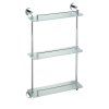 Sapho, X-ROUND E poliță triplă din sticlă cu bară transversală 380x675x130mm, crom, XR608
