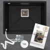 Chiuveta Quality Argon 60, chiuveta de bucatarie granit 550x420x225 mm + sifon crom, negru, SKQ-ARG.C.1KBO.60.X