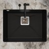 Chiuveta Quality Argon 60, chiuveta de bucatarie granit 550x420x225 mm + sifon crom, negru, SKQ-ARG.C.1KBO.60.X