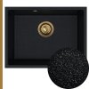 Chiuveta Quality Crypton 60, chiuveta de bucatarie granit 535x400x205 mm + sifon crom, pete negre, SKQ-CRY.B.1KBO.60.X